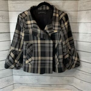 Zara Black and Gray Plaid Jacket